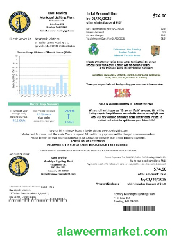 USA Massachusetts Town of Rowley Municipal Lighting Plant electricity business utility bill template in Word and PDF formats